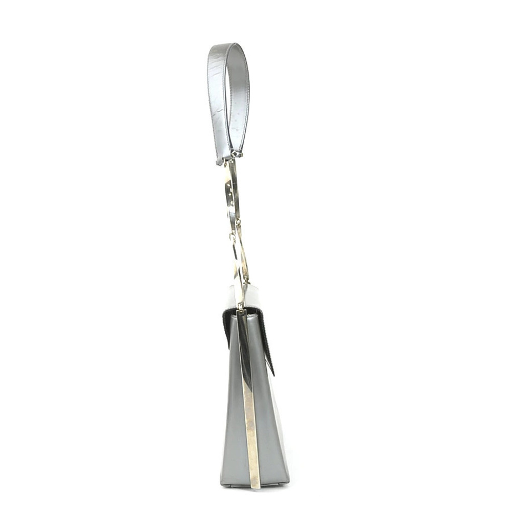 Salvatore Ferragamo metal silver leather shoulder bag gray